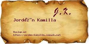 Jordán Kamilla névjegykártya